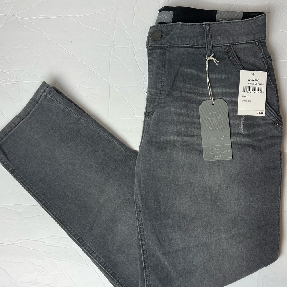 Wit & Wisdom Gray Distressed Ab Solutions Trouser Jean Pants - Picture 8 of 10